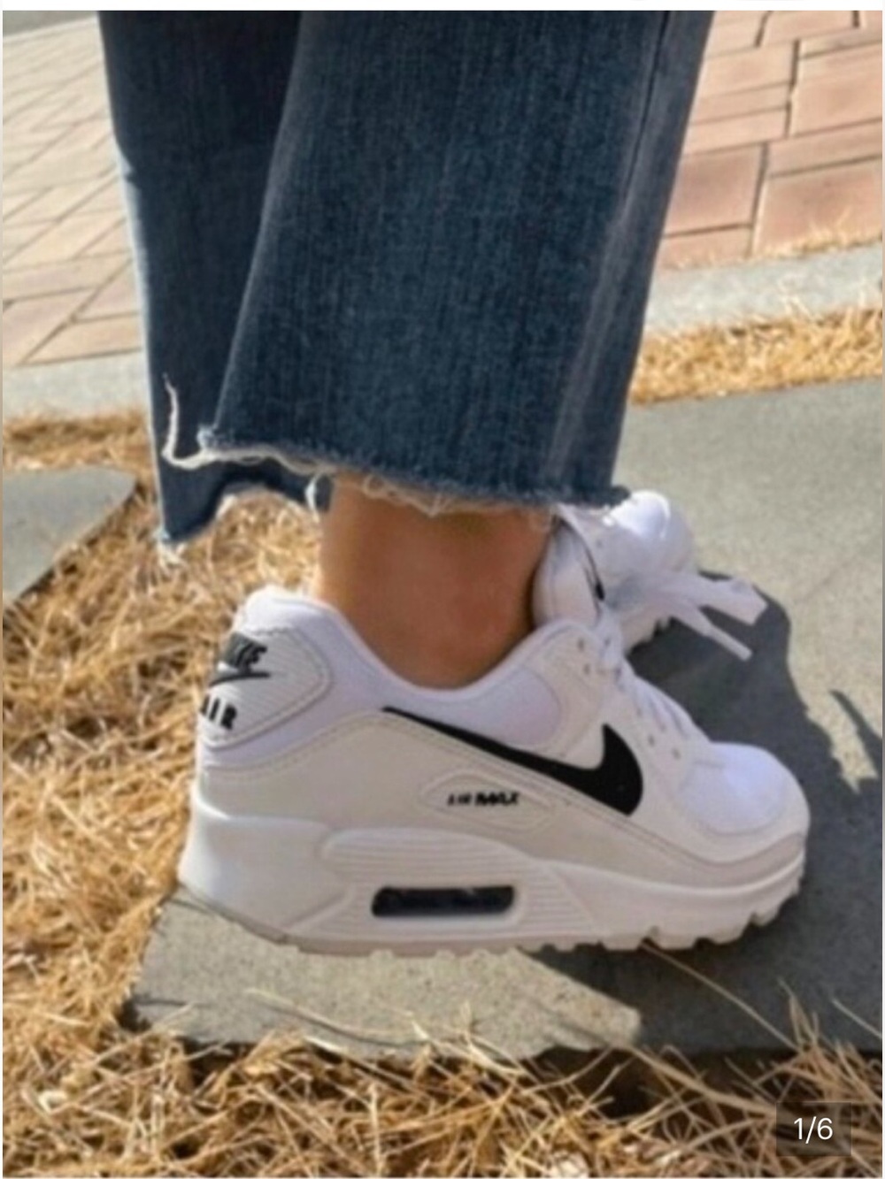 Nike Air Max White Sneakers with Black Swoosh Accent